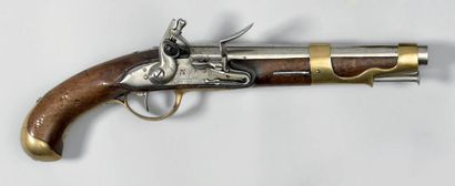 XVIIIe Pistolet de cavalerie à silex modèle 1775, canon poinçonné et daté: "75",...