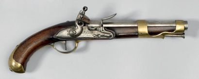 XVIIIe Pistolet de cavalerie à silex modèle 1776, canon poinçonné et daté: "76",...
