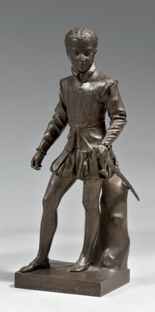 Bosio (d'après) Statuette en bronze argenté, fonte ancienne: Henri IV enfant en pied;...