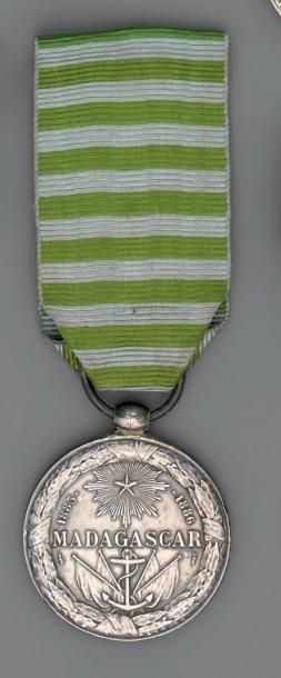 null Médaille de Madagascar, 1885/1886, première expédition, en argent, gravée par...