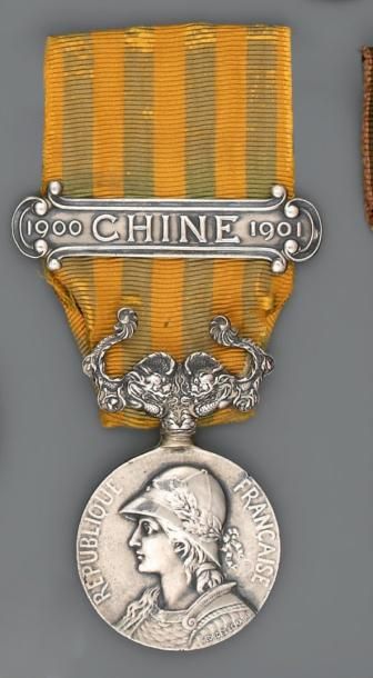 null Médaille de la campagne de Chine, 1900/1901, en argent, gravée par Georges Lemaire;...