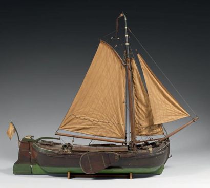 null Maquette de bateau, en bois naturel sculpté. Les détails d'accastillage, de...