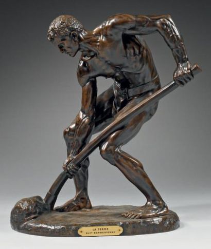 Alfred BOUCHER (1850 - 1934) La Terre Groupe en bronze à patine brune, signé devant:...