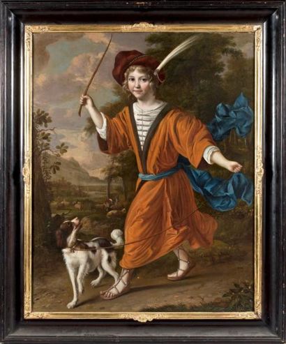 Christoffel PIERSON (La Haye 1631 - Gouda 1714) Jeune garçon et son chien Toile....