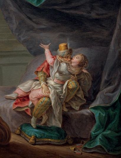 François EISEN (Bruxelles 1695 - Paris 1778) La favorite du Sultan Toile. Signé et...