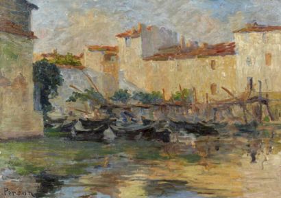 Henri PERSON (1876 - 1926) Le port Huile sur toile, signée en bas à gauche 51 x 73...
