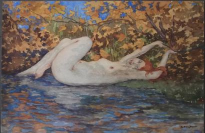 Edouard-Louis HENRY-BAUDOT (1871-1953) Etude pour la naïade Aquarelle et gouache,...