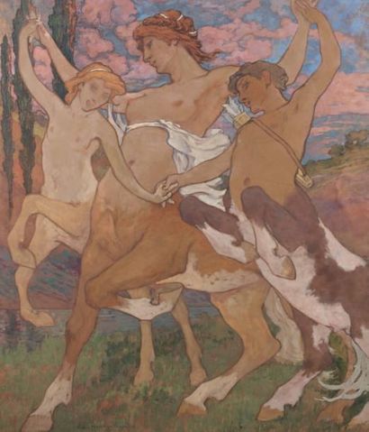 Edouard-Louis HENRY-BAUDOT (1871-1953) Centauresse Gouache, signée en bas à gauche,...