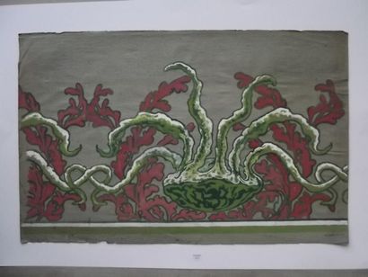 Edouard-Louis HENRY-BAUDOT (1871-1953) Frise de végétaux marins Gouache sur papier...