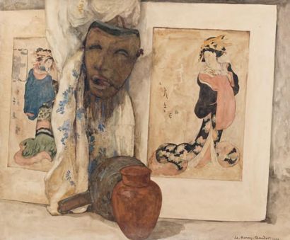 Edouard-Louis HENRY-BAUDOT (1871-1953) Japonisme Aquarelle, signée et datée 1928...