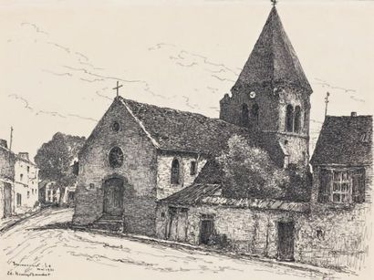 Edouard-Louis HENRY-BAUDOT (1871-1953) Réunion de deux dessins Eglise de Bouillant,...