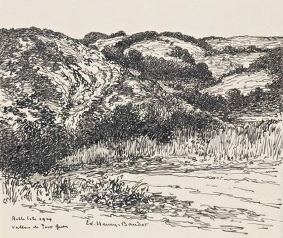 Edouard-Louis HENRY-BAUDOT (1871-1953) Réunion de cinq dessins Vallon de Borfloch,...