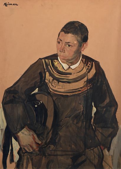 Lucien SIMON (1861-1945) Young Breton
Gouache, signed upper left. 
65 x 47 cm