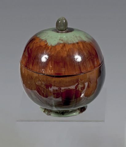 JOURDAIN Francis (1876-1958) Covered pot in glazed earthenware, polychrome enamels...