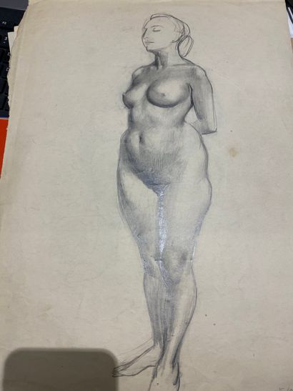 Alejo VIDAL-QUADRAS (1919-1994) Nude, face
Thirteen black pencil, stump and ink drawings,...