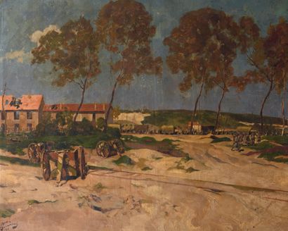 André DEVAMBEZ (1867-1943) First World War scene, 1916
Oil on canvas, signed and...