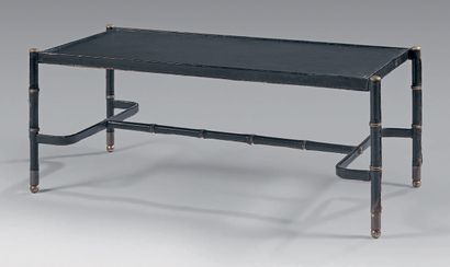 ADNET Jacques (1900-1984) Rectangular coffee table with tubular metal frame, entirely...