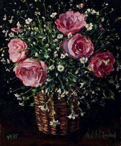 Alejo VIDAL-QUADRAS (1919-1994) Panier roses, 1985
Oil on canvas, signed lower right...