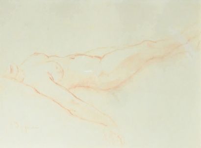 Charles DESPIAU (1874-1946) Reclining nude model
Red chalk drawing, signed lower...