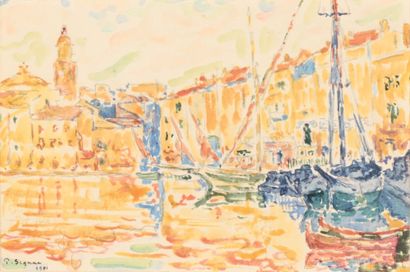 Paul SIGNAC (1863-1935) Saint Tropez, the port, 1901
Watercolor, signed and dated...