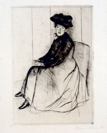 Mary CASSATT (1844-1926) Reflection, c. 1890
Drypoint on laid paper. Signed lower... Gazette Drouot