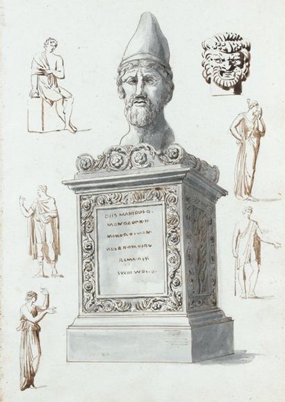 Pierre François Léonard FONTAINE (Paris 1762 - 1853) Etude d'une stèle commémorative...