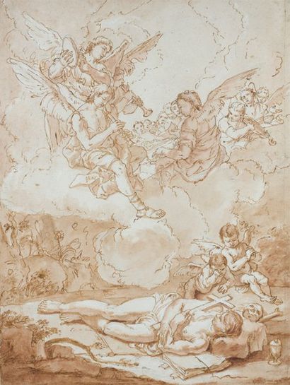 Francesco Salvator FONTEBASSO (Venise 1709 - 1769) La mort de Marie Madeleine Plume...