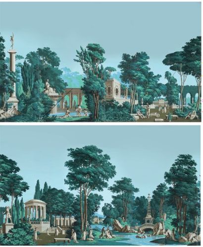 null Les jardins anglais, manufacture Dufour, Mâcon avant 1804. Papier peint panoramique...