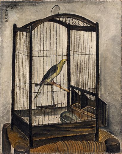 Tsuguharu Léonard FOUJITA (1886-1968) La cage à oiseau, vers 1917
Huile sur toile,...