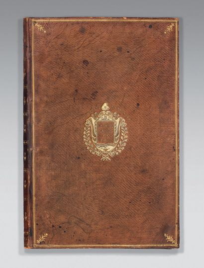 Fawn leather blotter binding edged with gilt...