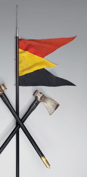 Lance de cavalerie belge avec sa flamme tricolore,...