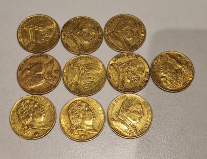 null 10 pièces de 20 Francs or Louis XVIII