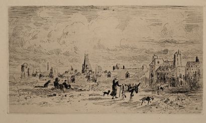 Félix BUHOT(1847-1898) Les ânes de la Saint...