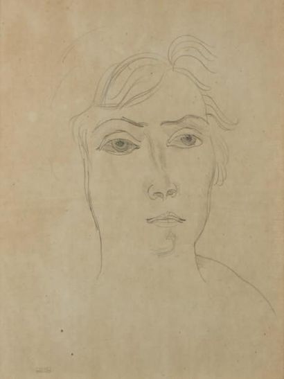 RAOUL DUFY (1877 - 1953) Portrait de femme Dessin au crayon noir, porte le timbre...