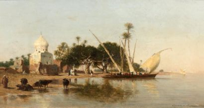 Narcisse BERCHÈRE (1819 - 1891) Damiette, 1860 Port du gouvernorat du même nom en...