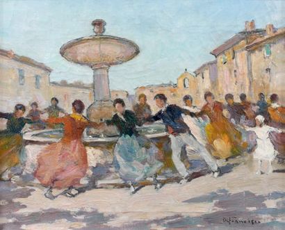 Pietro DE FRANCISCO (1873 - 1969) Danse provençale Huile sur toile, signée en bas...