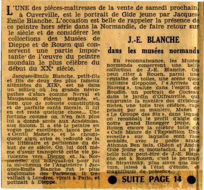 Jacques Emile BLANCHE (1861 - 1942) Portrait d'André Gide ou André Gide à 21 ans,...