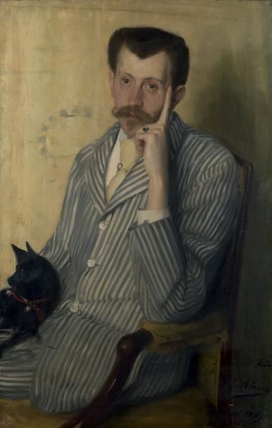 Jacques Emile BLANCHE (1861 - 1942) Portrait de Georges Porto-Riche, 1889 (?) Huile...