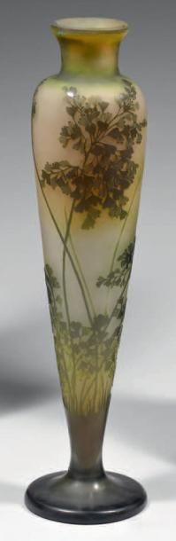 GALLE Émile (1846 -1 904) Grand vase de forme balustre sur piédouche. Épreuve de...