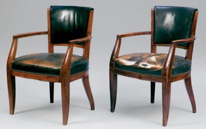RUHLMANN Jacques-Émile (1879 - 1933) Paire de fauteuils modèle «Ledroua 1924» en...