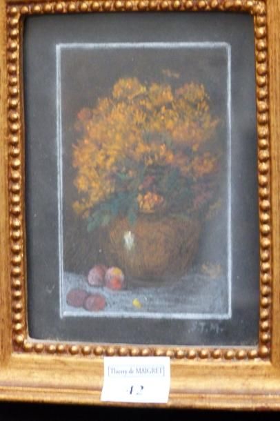 Sirio Terrabui MAGNI (1897 - ?) Fleurs jaunes dans un vase Pastel, signé en bas à...