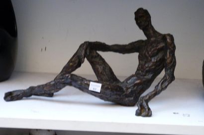 Désiré GODARD (1886 - 1956) Homme nu assis Épreuve en bronze patiné, signée (fonte...