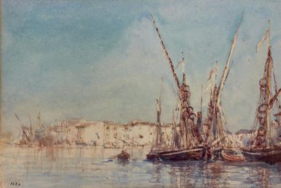 Félix ZIEM (Beaune 1821 - Paris 1911) Vue de Martigues Aquarelle. Cachet de l'atelier...