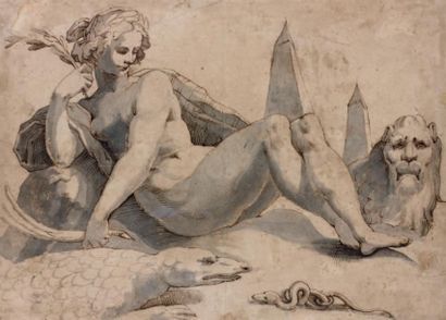 Attribué à Giovan Battista TROTTI dit MALOSSO (1555 - 1619) Figure allégorique aux...