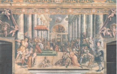 Attribué à Giulio ROMANO (1499 - 1546) Etude pour La Donation de Constantin Plume...