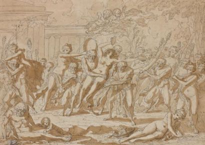 Attribué à Louis Félix de LARUE (1720 - 1765) Bacchanale Plume et encre noire, lavis...