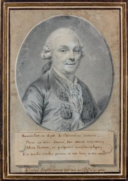 André PUJOS (Toulouse 1738 - Paris 1788) Portrait d'homme en médaillon Pierre noire,...