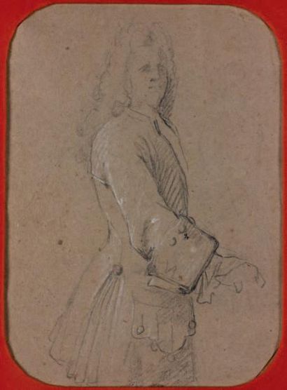 François de TROY (Toulouse 1645 - Paris 1730) Portrait d'homme Pierre noire et rehauts...