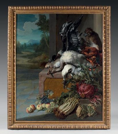 Pieter Andreas RYSBRACK (Paris 1690 - Londres 1748) Un trophée de chasse dans un...