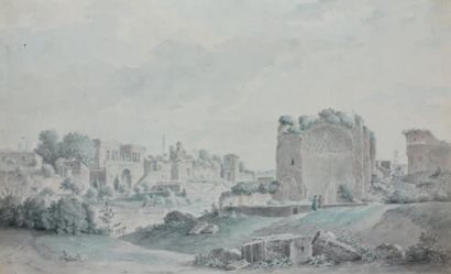 Alexis Nicolas PERIGNON (Nancy 1726 - Paris 1782) Vue du Forum et de la Farnesine...
